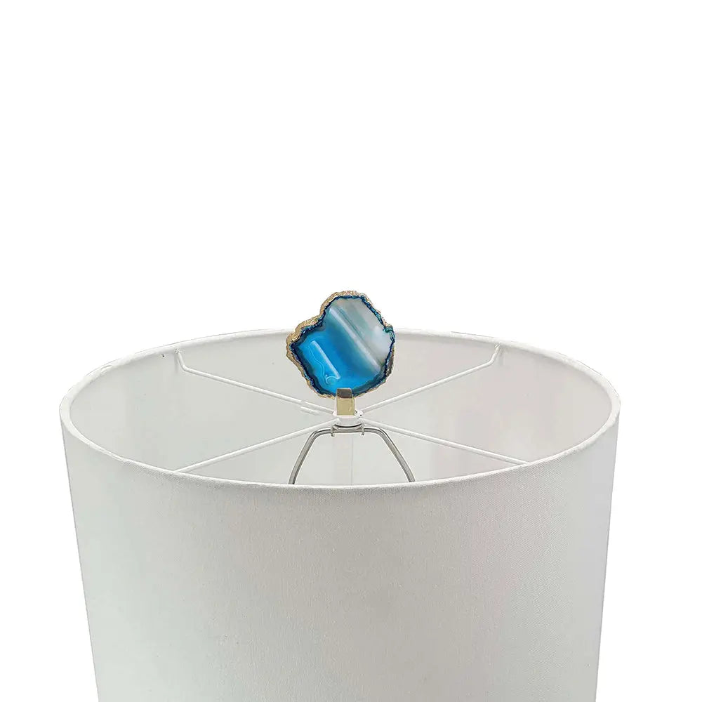 Coastal Blue & White Agate Table Lamp with Marble Base HouseOfZazla