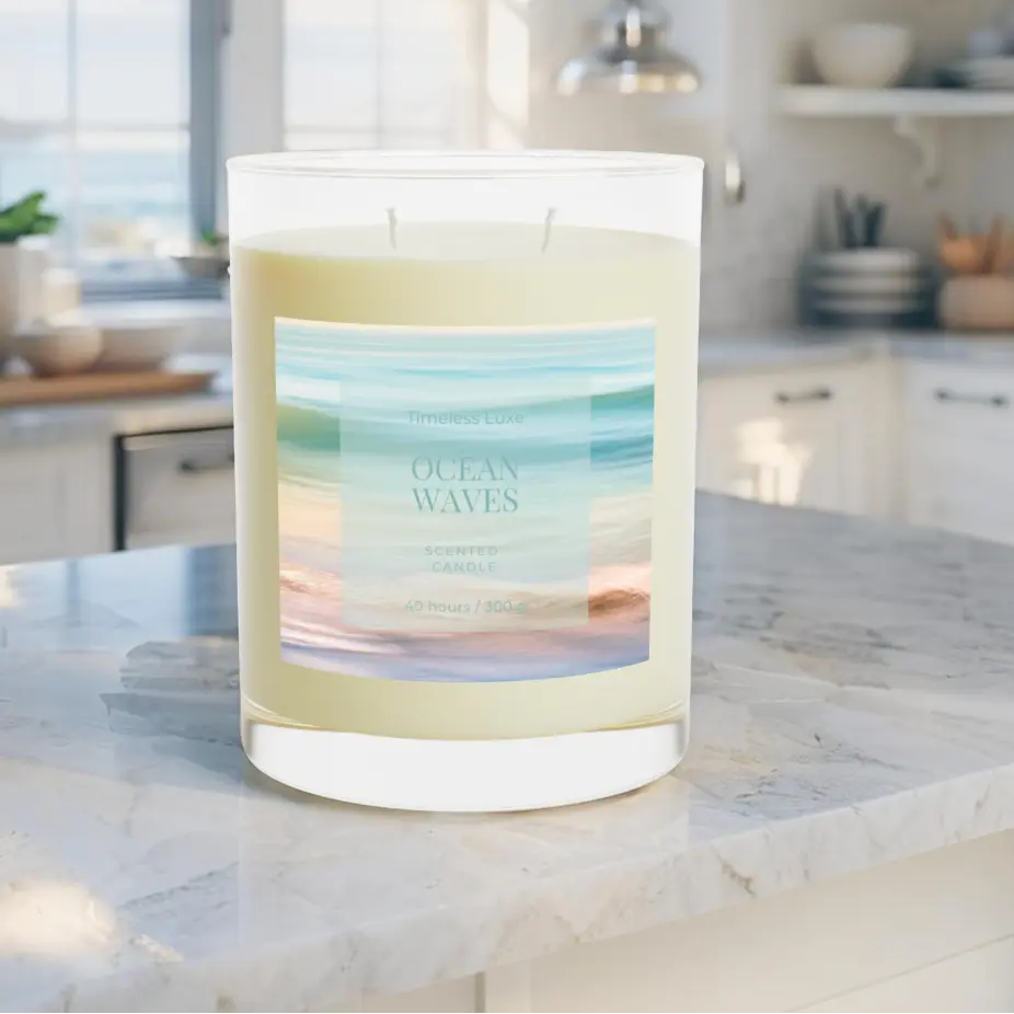 Ocean Waves Scented Candle Printify