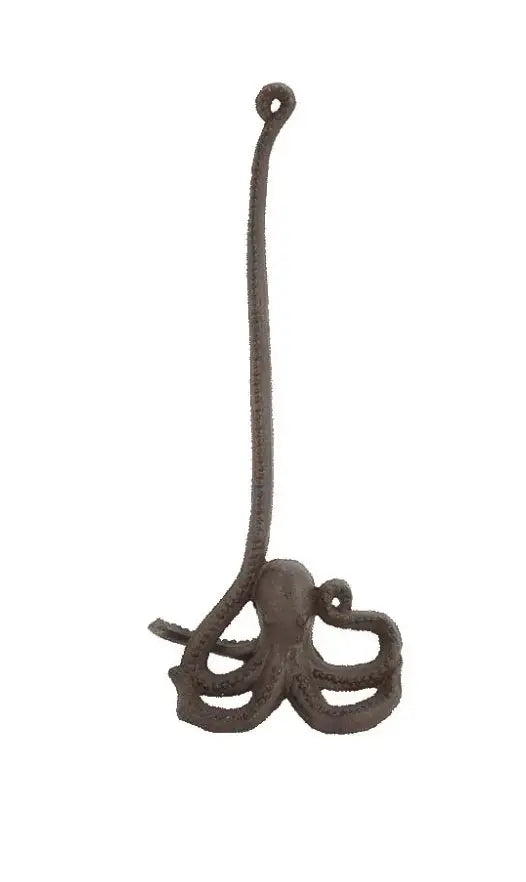 Octopus paper towel holder in cast iron by Loving Coastal Living, coastal kitchen accessory.