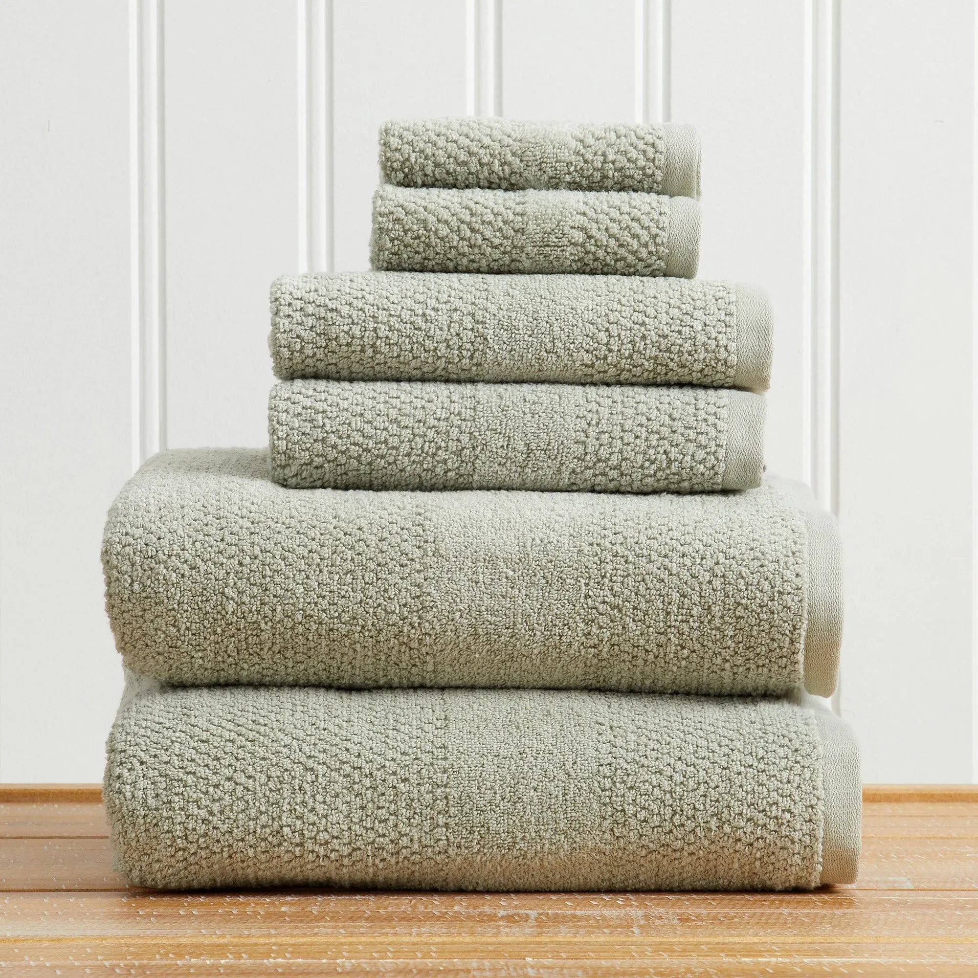 100% Cotton Woven Texture Bath Towel Set - Marbella Collection by Great Bay Home (5 towels), beige