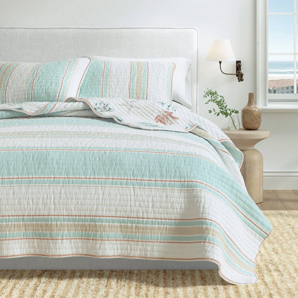 Coastal Printed Cotton Quilt Set - St. Augustine Collection Great Bay Home
