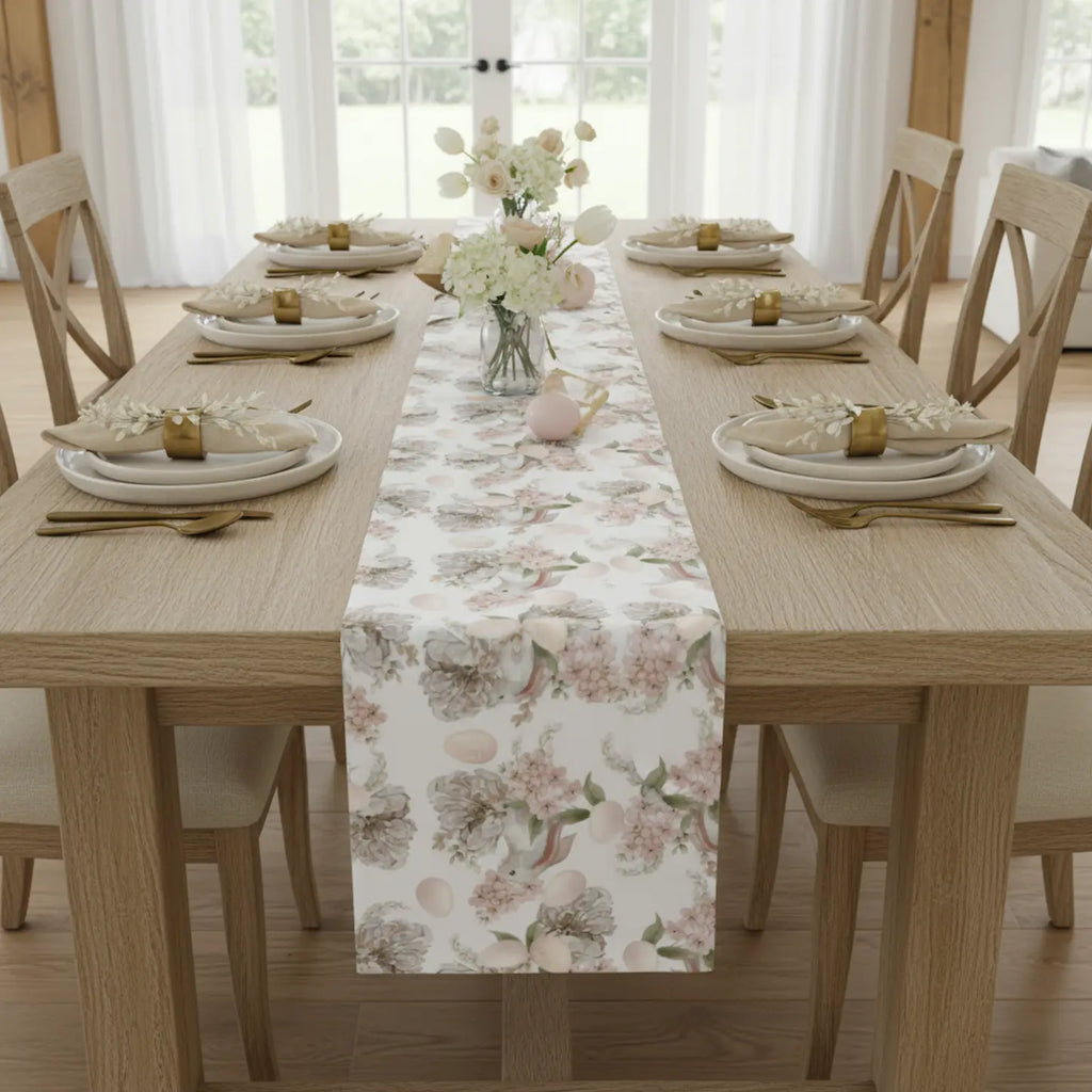 Floral Easter Bunny Table Runner Printify