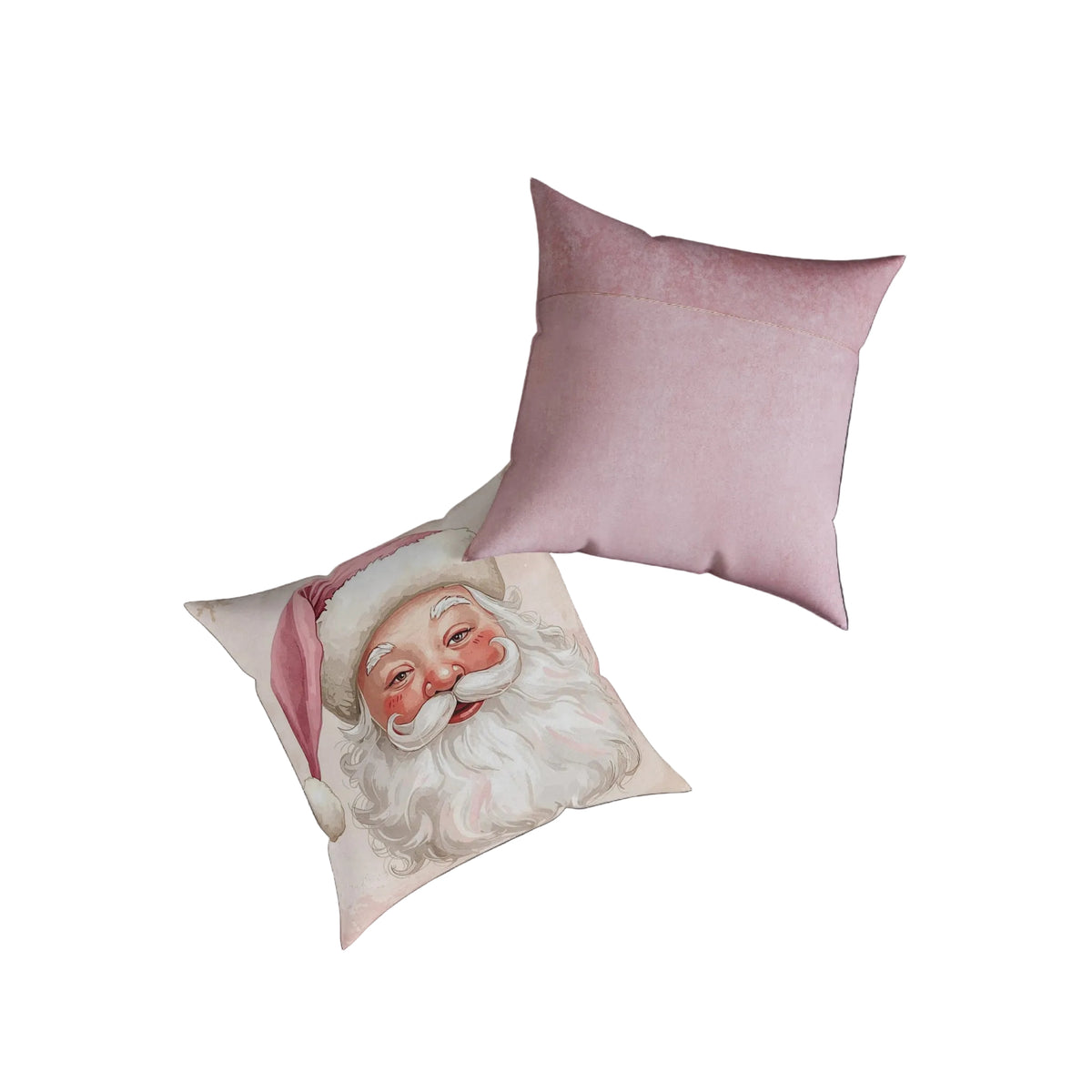 Pastel pink Christmas accent pillow for soft and feminine holiday styling.