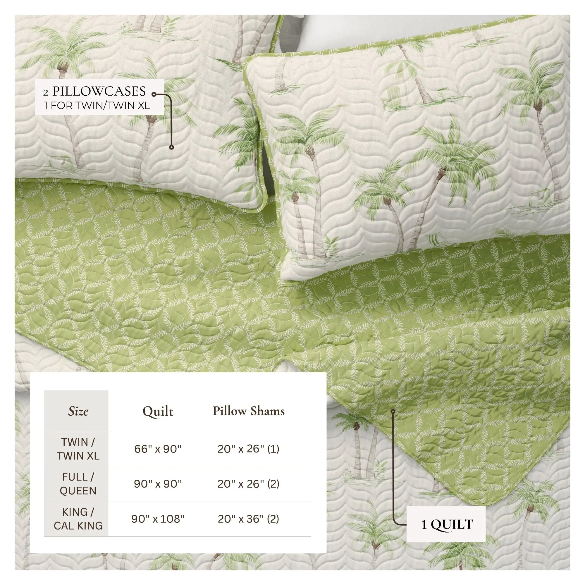 West Palm Trees Coastal Quilt Set - Coronado Collection Great Bay Home