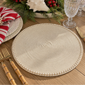 Pearl border placemats for an elegant and sophisticated dining table.