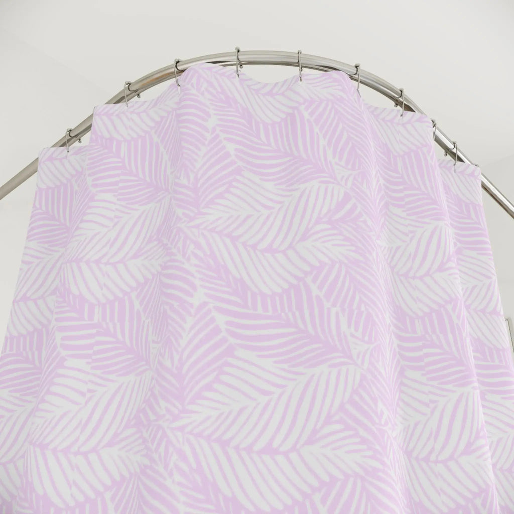 Decorative pink leaf bath curtain with tropical style