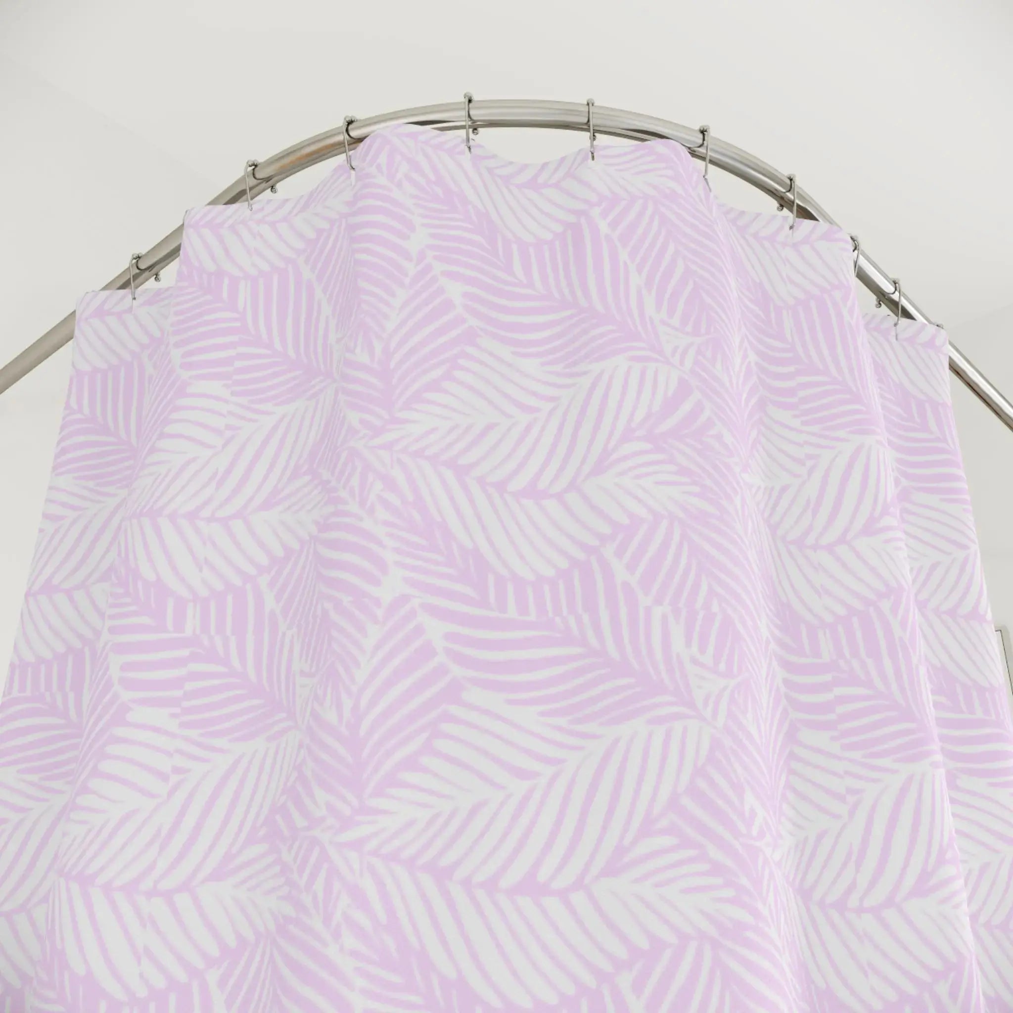 Decorative pink leaf bath curtain with tropical style