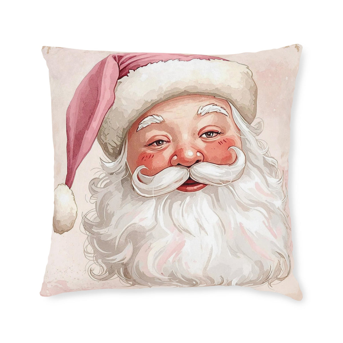 Pink Christmas decorative couch pillow for a playful holiday living room.