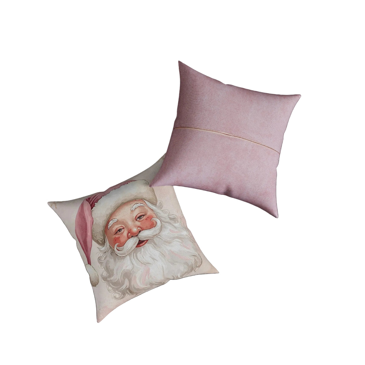 Pink Santa pillow designed to add a festive accent to Christmas decor.