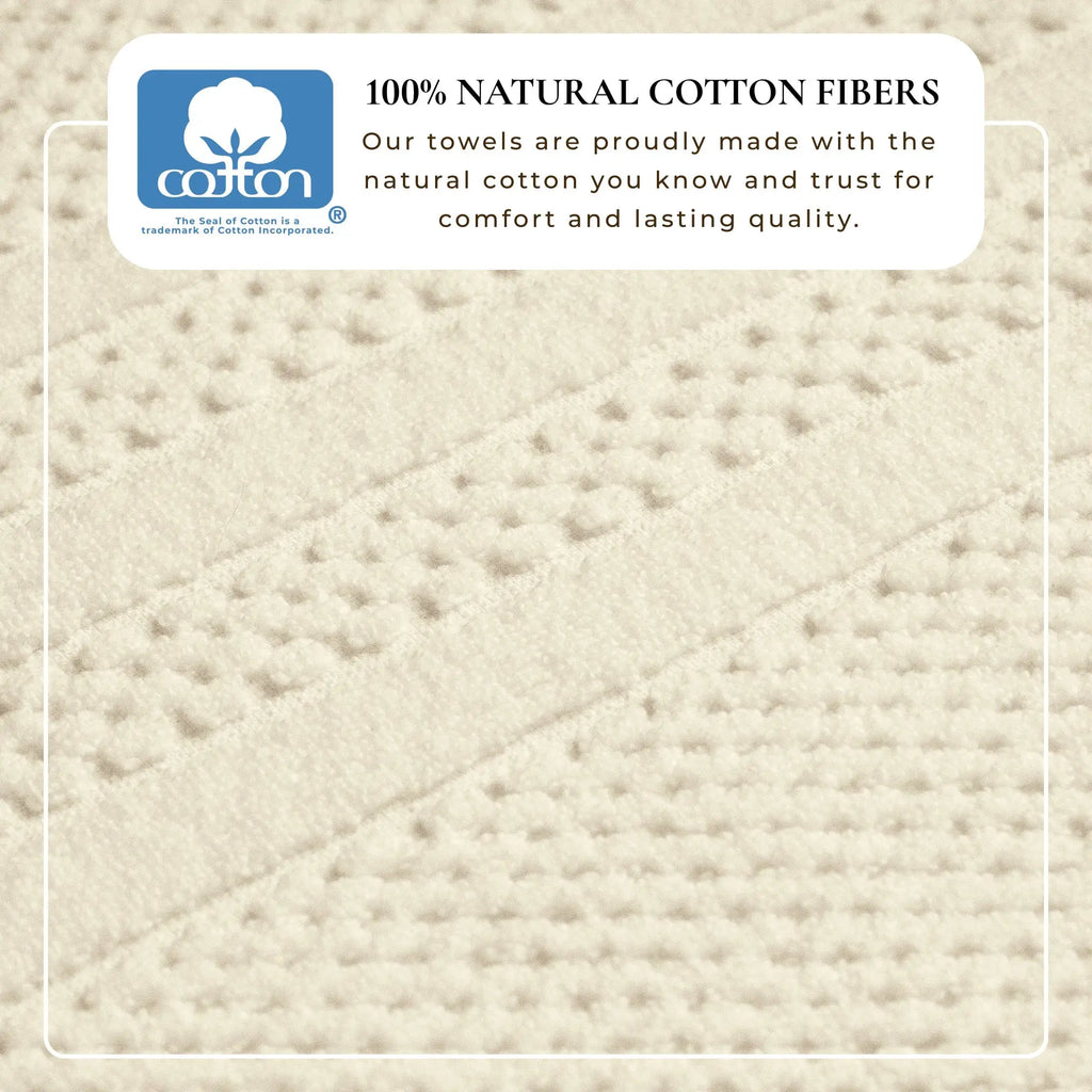 100% cotton checkered jacquard bath towel set, cream beige color, Giuliana Collection by Great Bay Home
