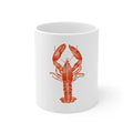 Lobster coffee mug on a breakfast table in a beach house