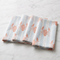 Nautical lobster print linen cloth napkins for beach house kitchen or dining room decor