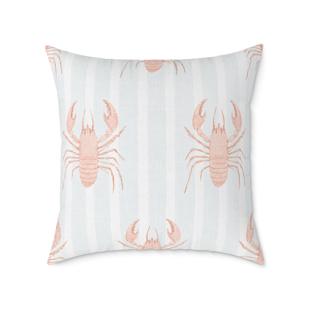 Lobster pattern square throw pillow cover for coastal and nautical home decor