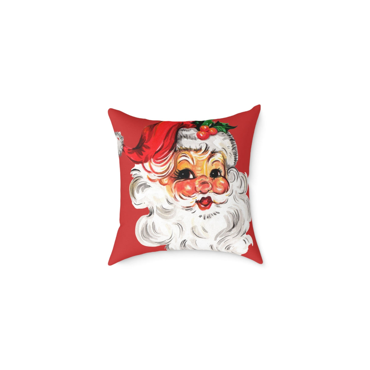Red retro Santa Christmas accent pillow with a nostalgic holiday aesthetic.