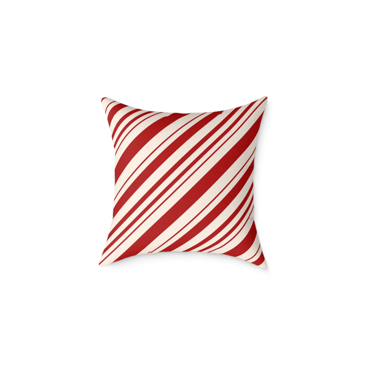 Red striped Christmas couch pillow for cozy holiday-inspired home styling.