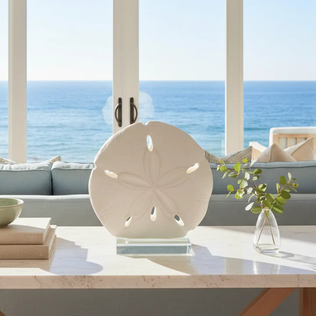 Sand Dollar Table Decor with Glass Base Loving Coastal Living