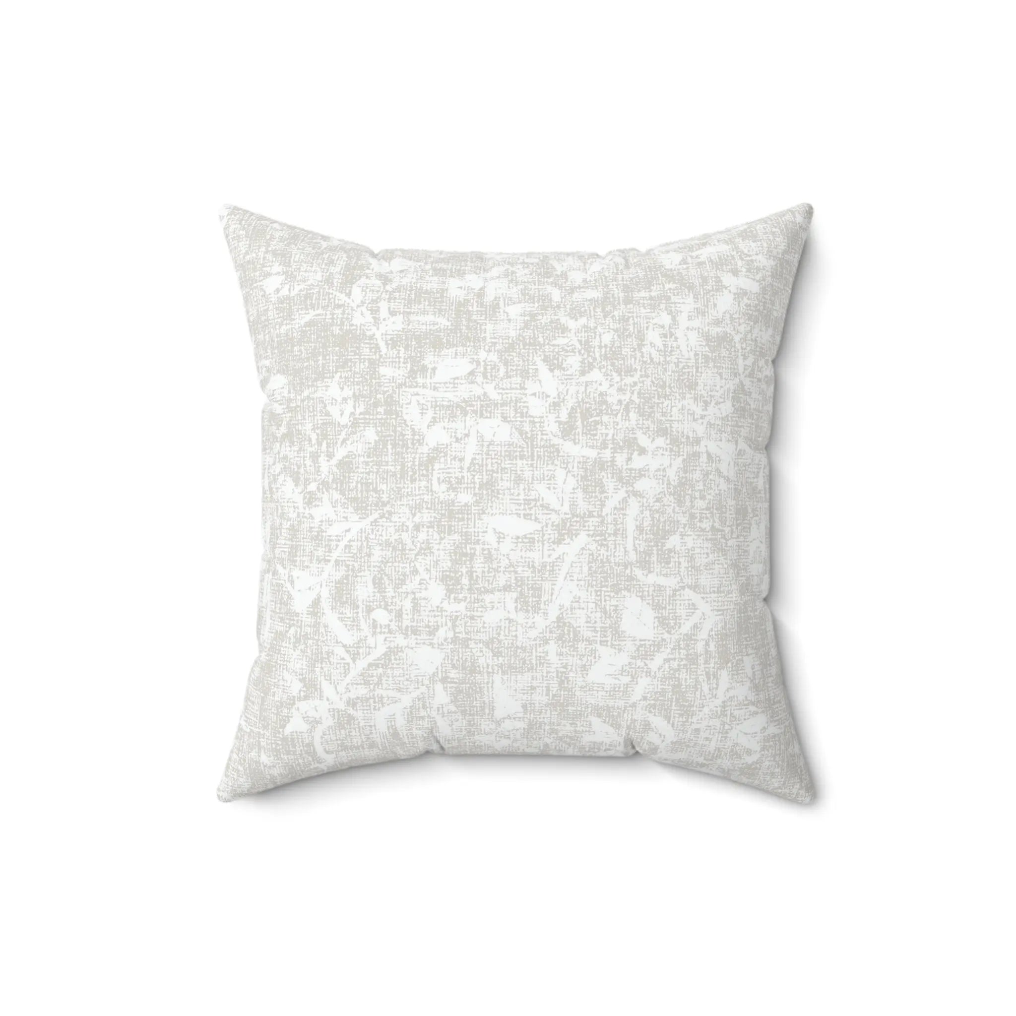 Neutral textured throw pillow with linen-inspired texture and subtle pattern.