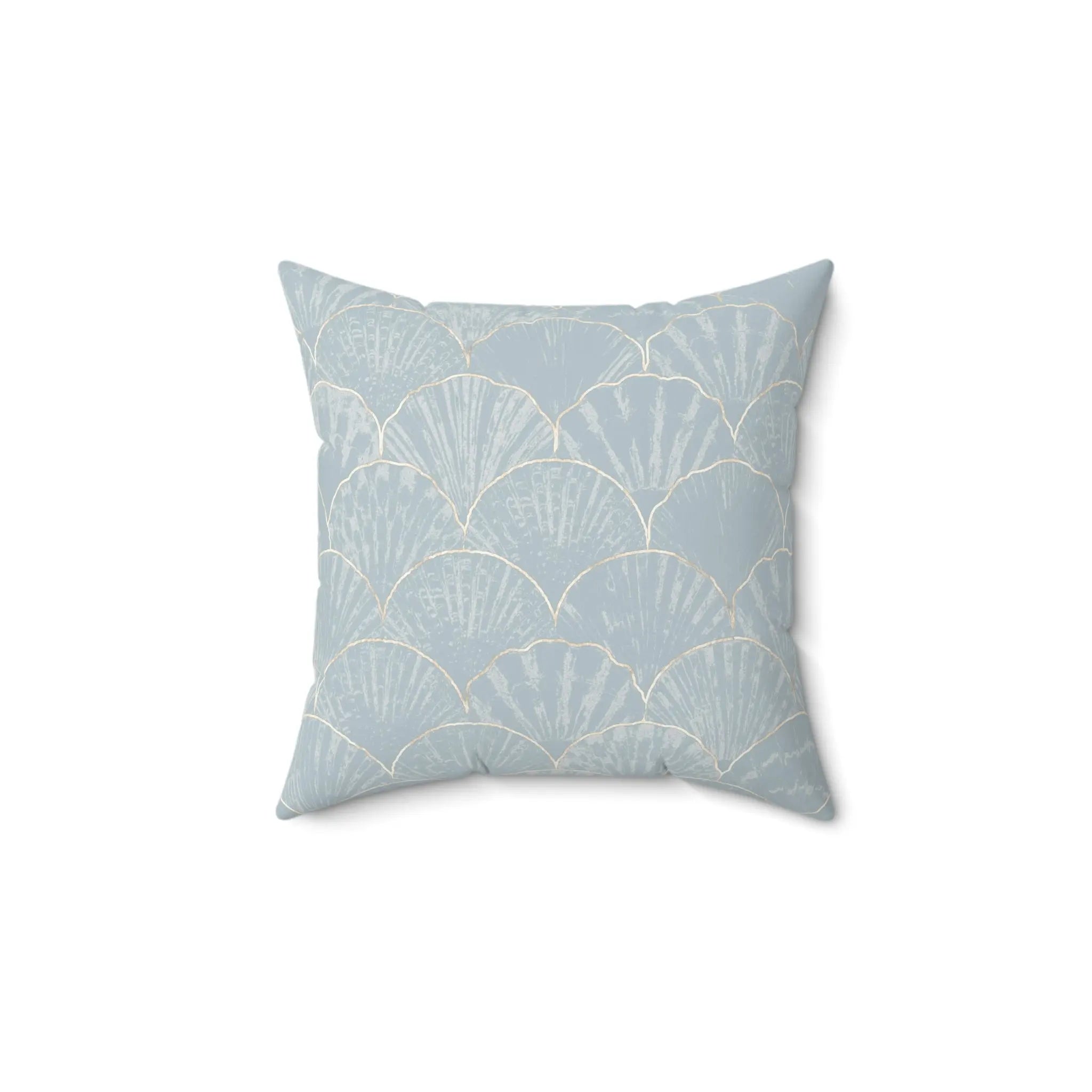 Light Blue Seashell Scallop Pattern Pillow Printify