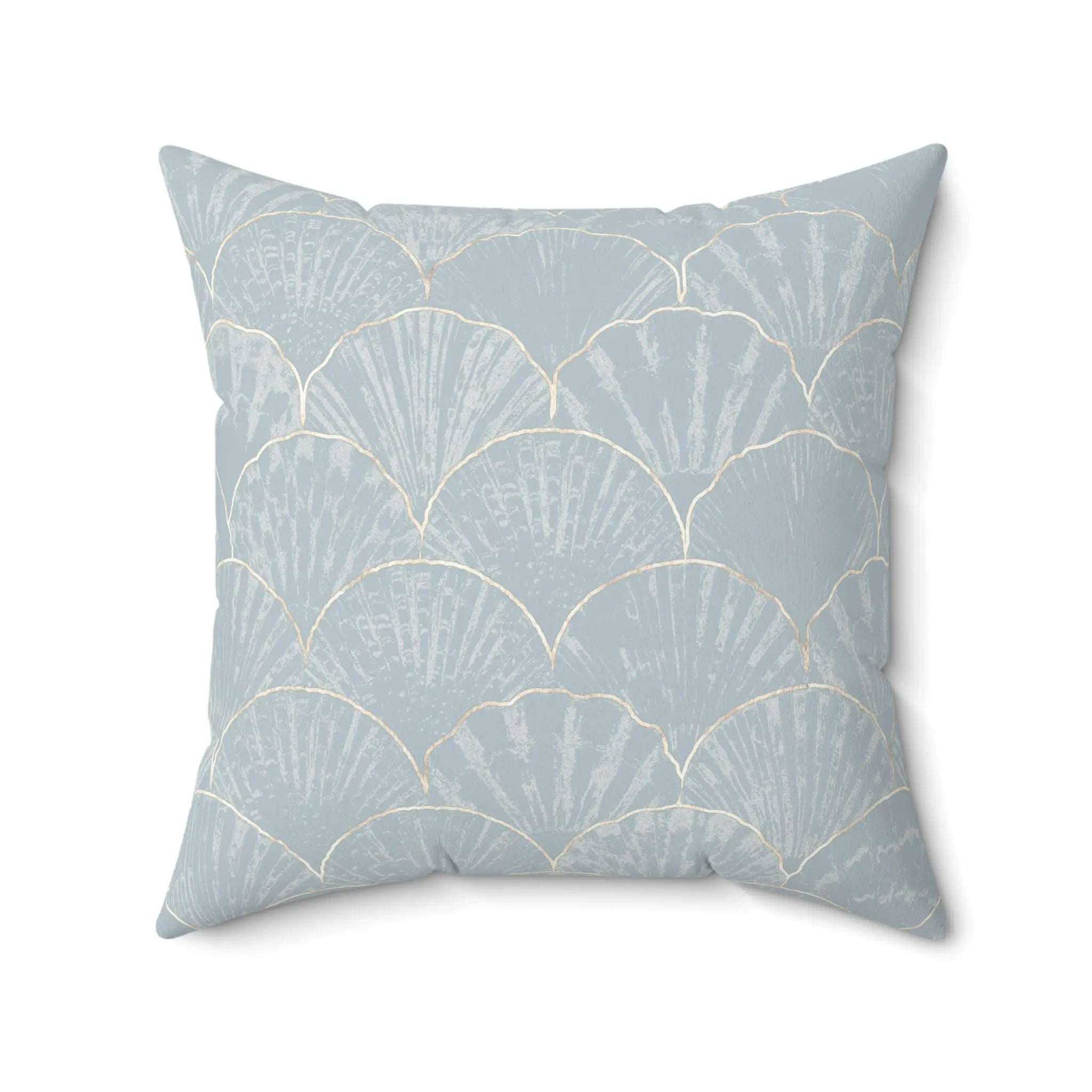 Light Blue Seashell Scallop Pattern Pillow Printify