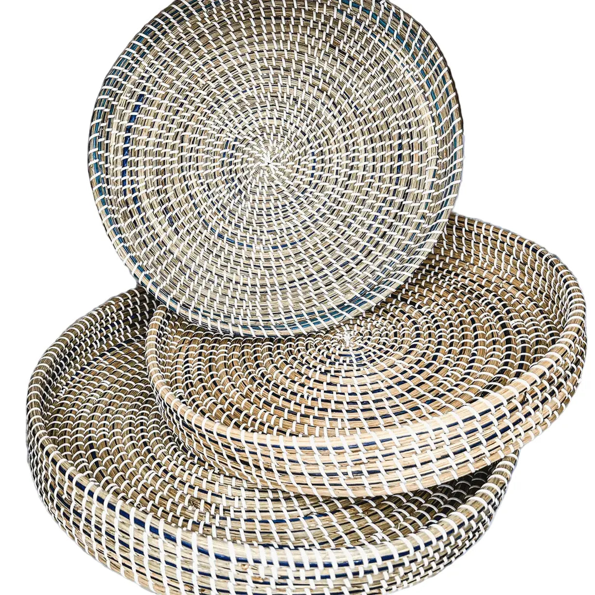 Handcrafted seagrass tray showing eco-friendly organic texture