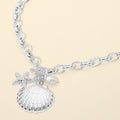 Seashell starfish pearl charm toggle chunky chain necklace in coastal statement style