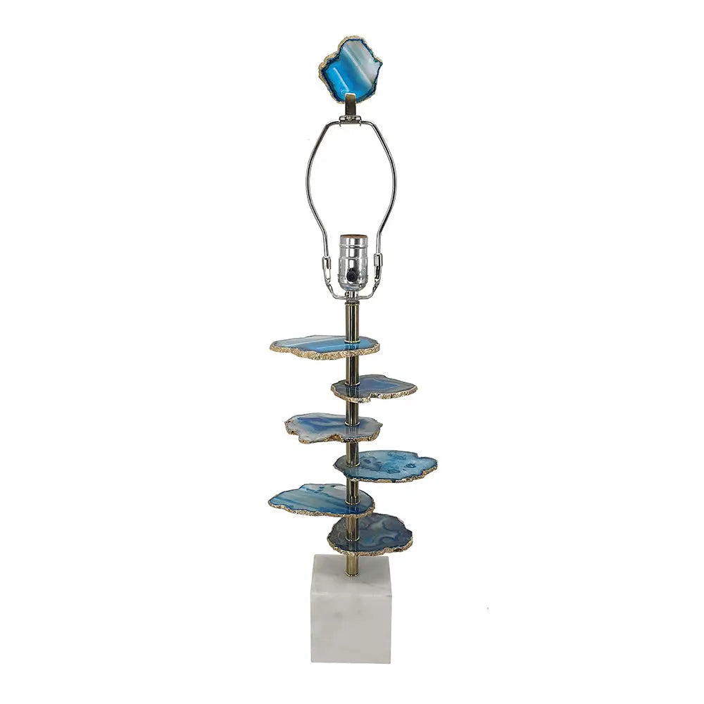 Coastal Blue & White Agate Table Lamp with Marble Base HouseOfZazla