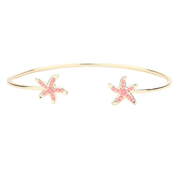 Seed Beaded Embellished Starfish Detail Cuff Bracelet  Bracelets