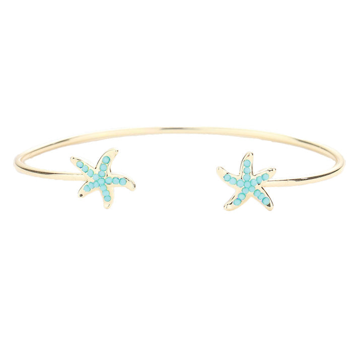 Seed Beaded Embellished Starfish Detail Cuff Bracelet  Bracelets