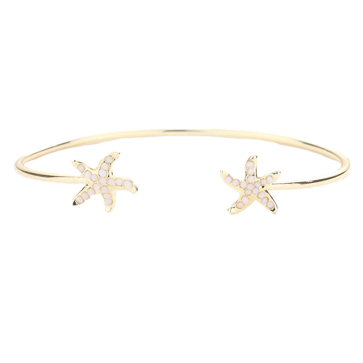 Seed Beaded Embellished Starfish Detail Cuff Bracelet  Bracelets