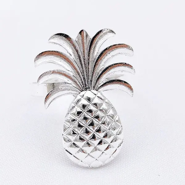 Tropical Pineapple Napkin Rings Set of 6 The Diamond Empire LLC