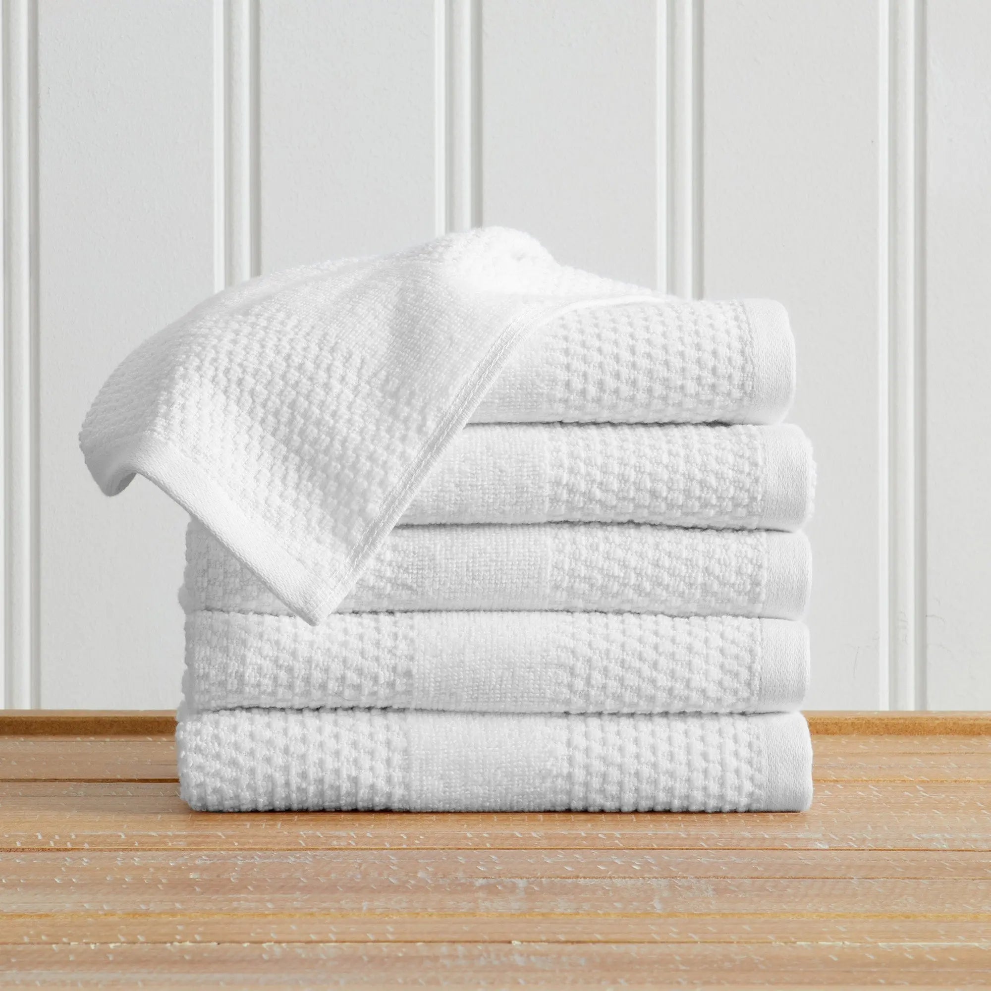 Great Bay Home Marbella Collection bath towel set, white 100% cotton (5 towels)