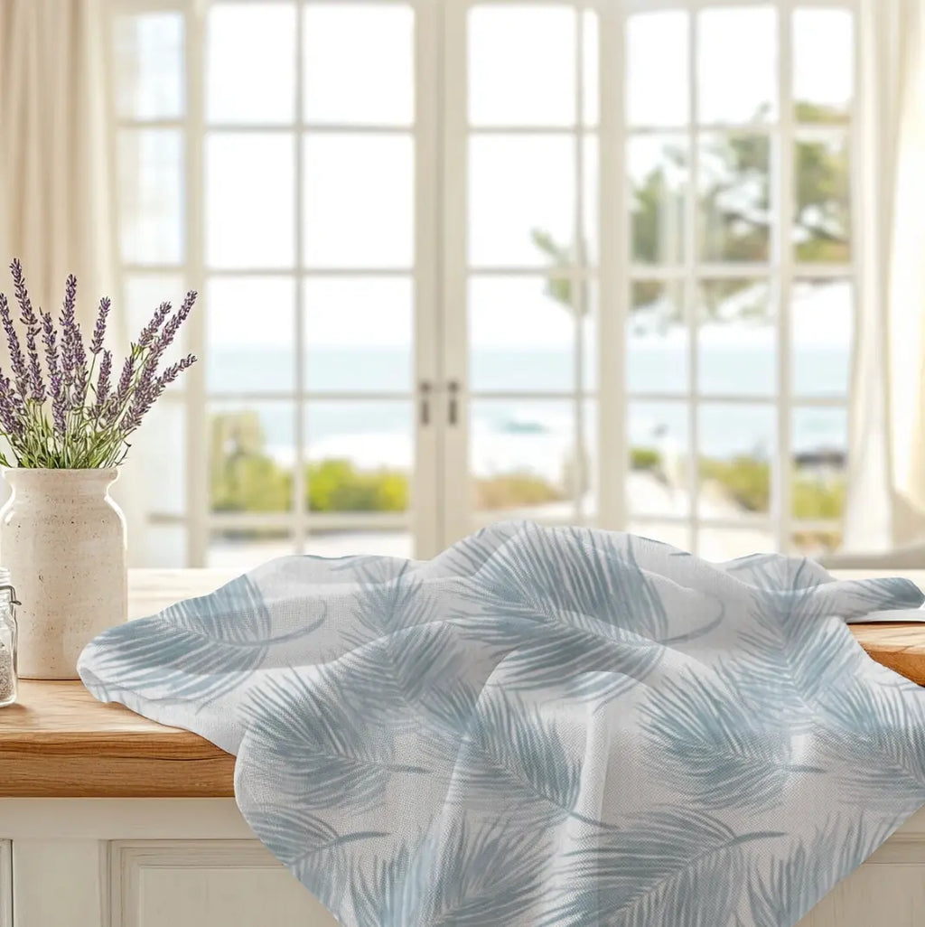 Light Blue Coastal Kitchen Towel Printify