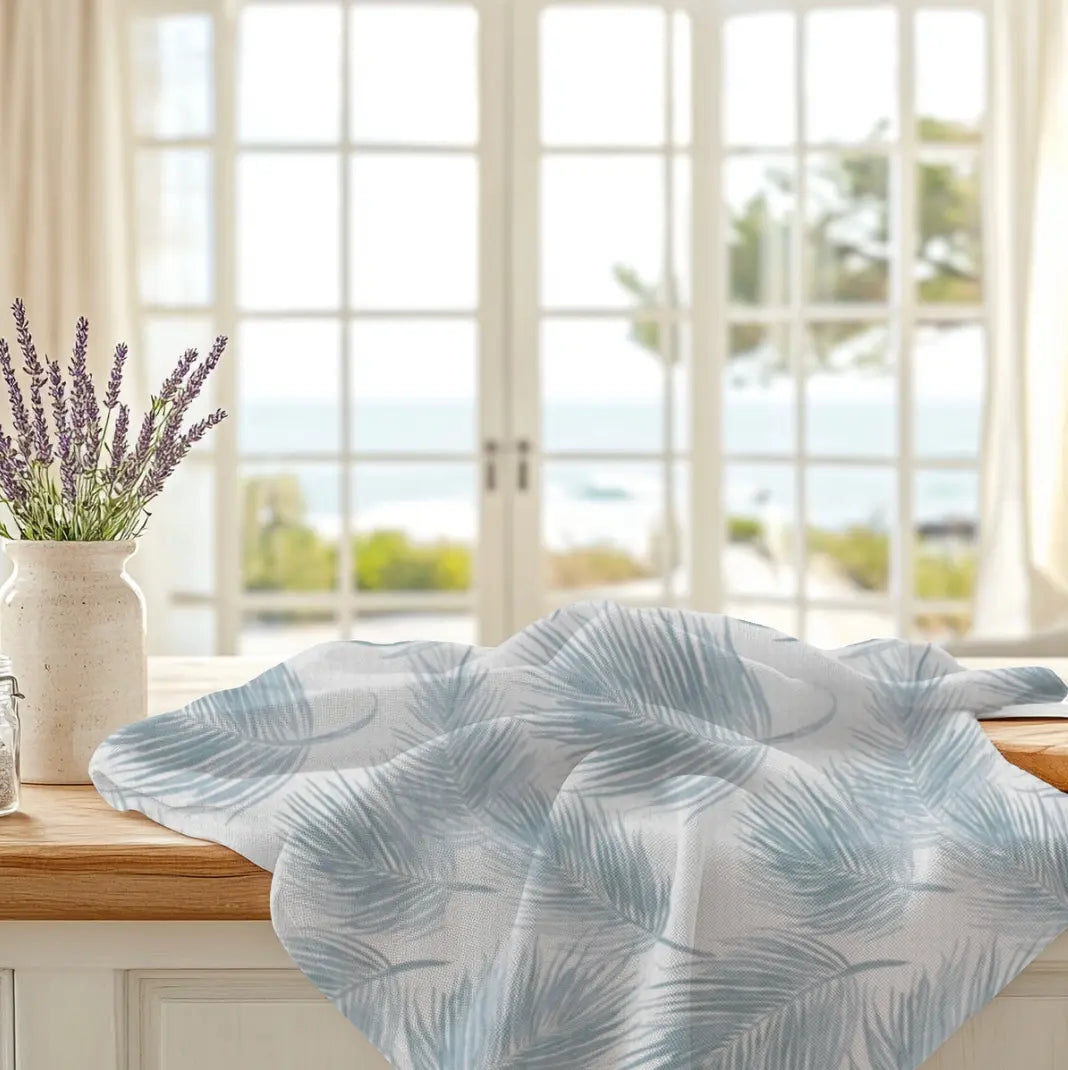 Light Blue Coastal Kitchen Towel Printify