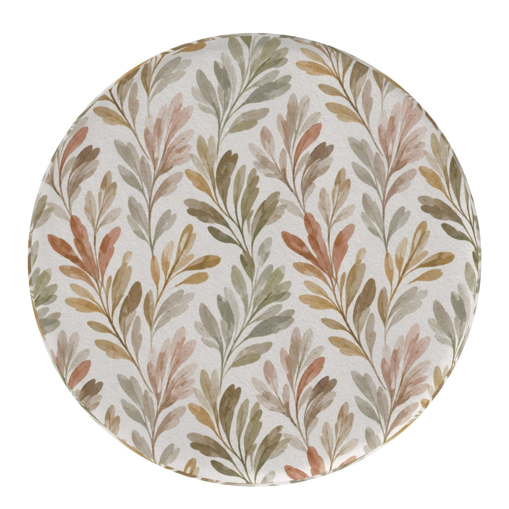 Soft earth‑tone floral ottoman offering a versatile surface for extra seating, a footrest, or accent décor.