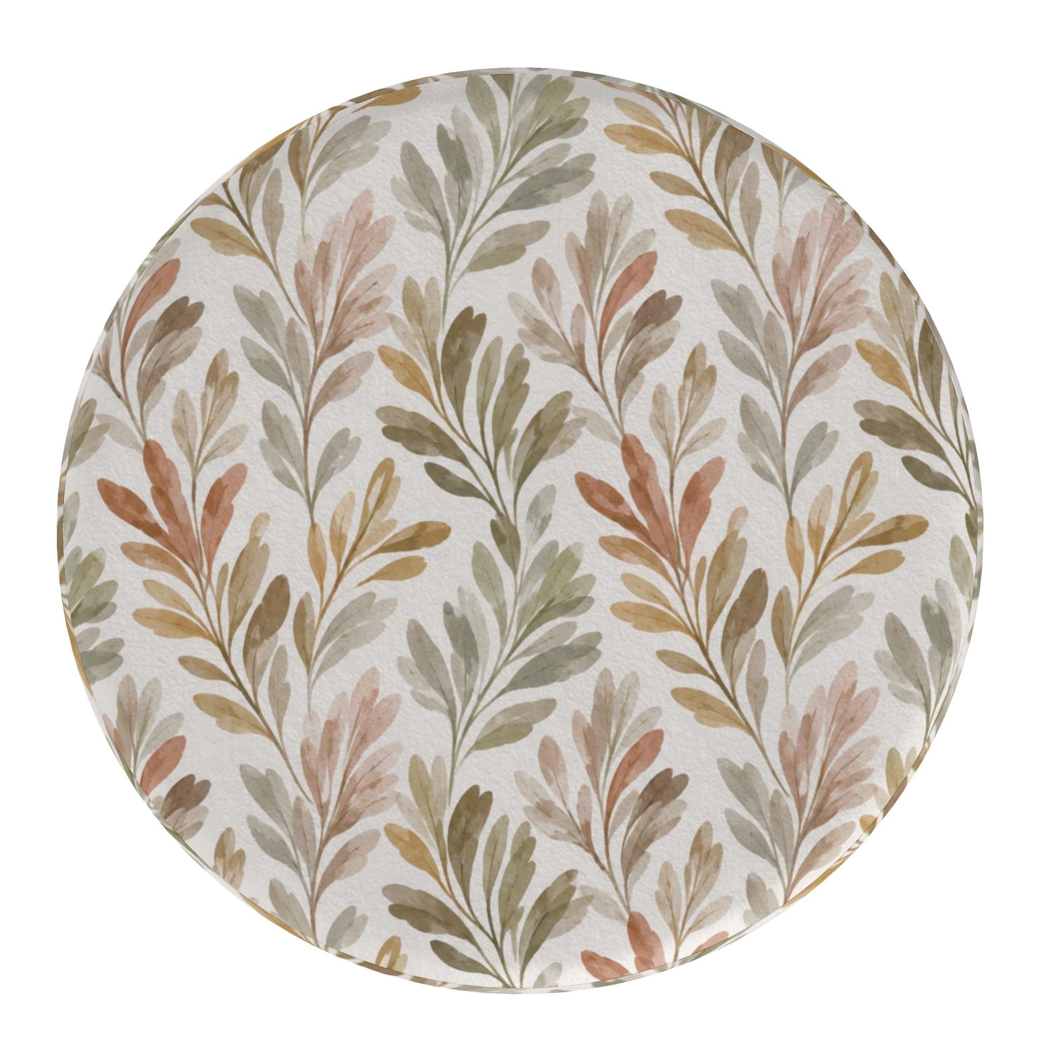 Soft earth‑tone floral ottoman offering a versatile surface for extra seating, a footrest, or accent décor.