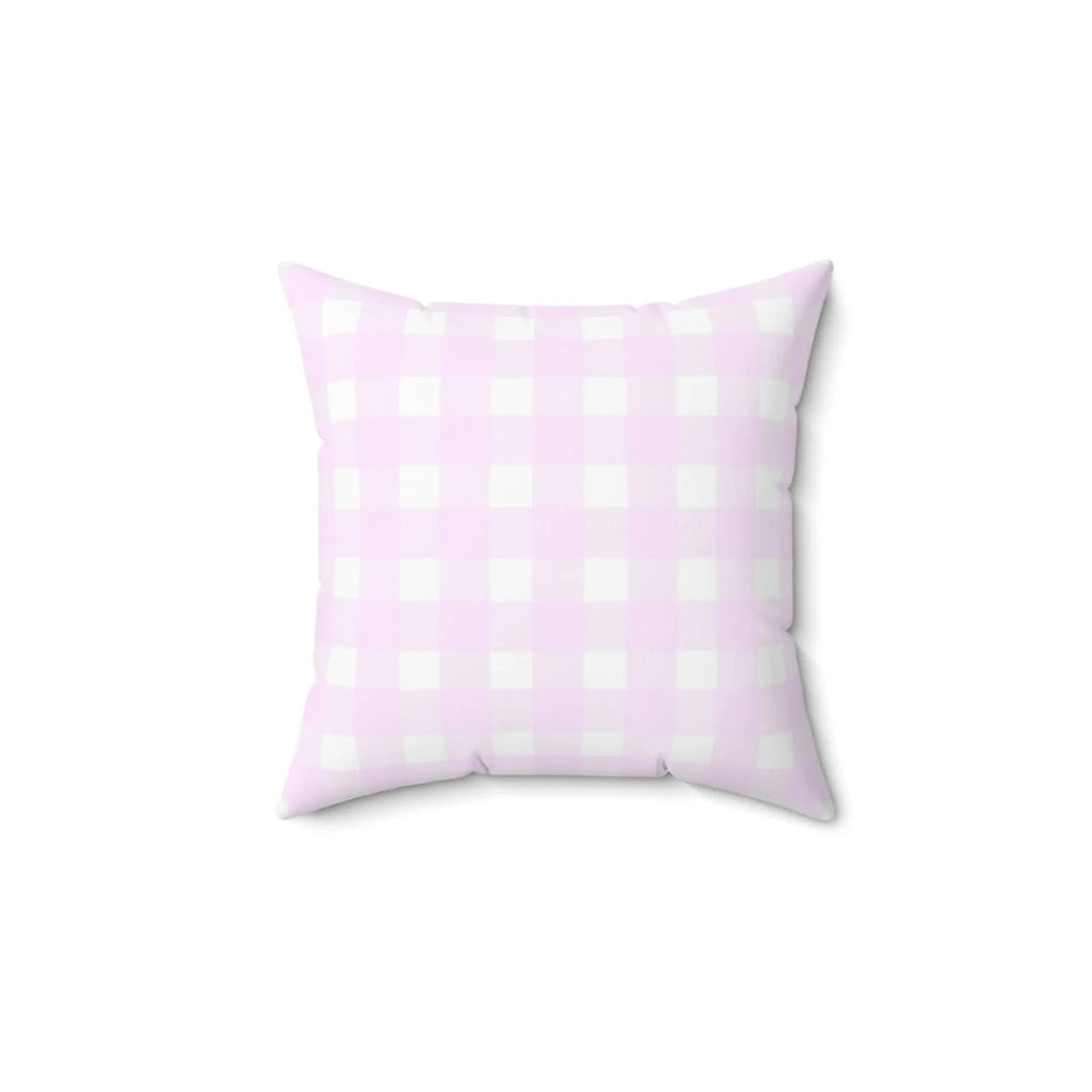 Lila Throw Pillow in pink gingham check pattern, cottagecore decorative cushion.