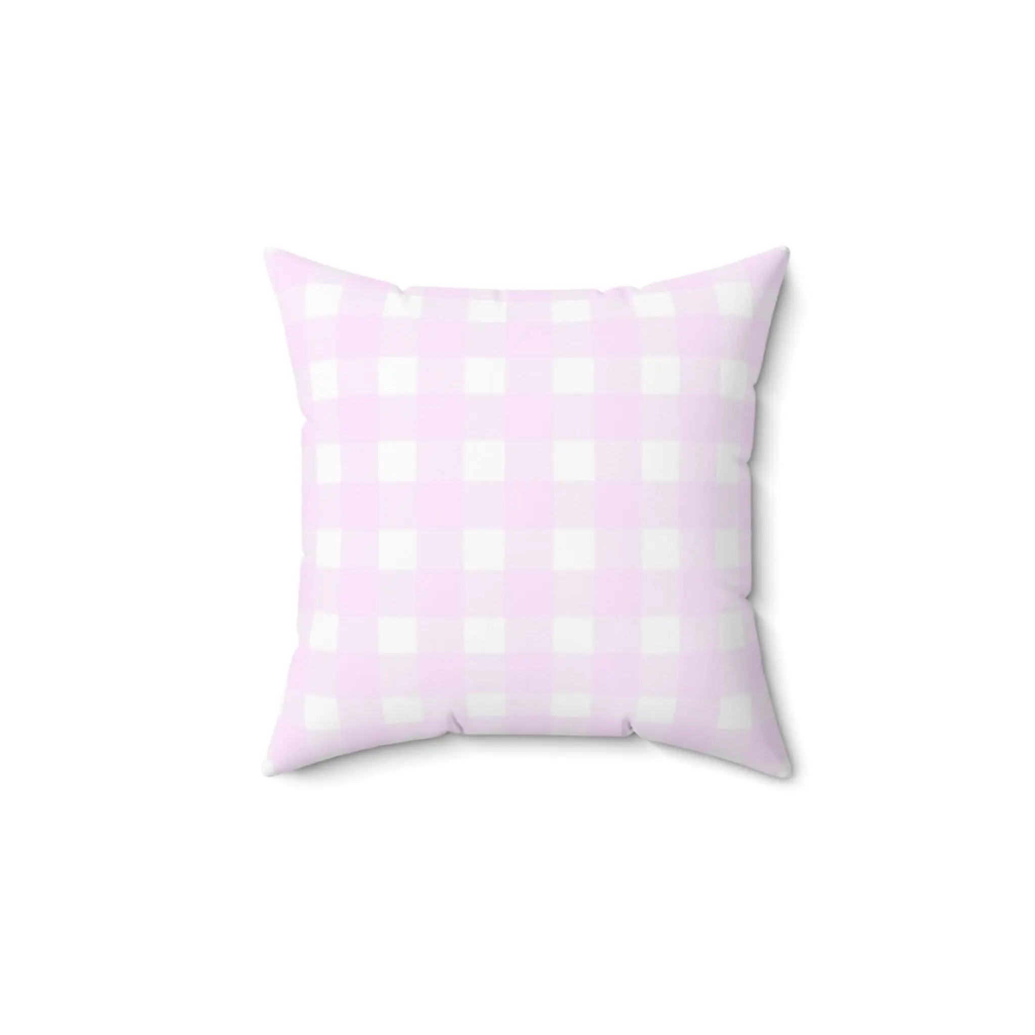 Lila Throw Pillow in pink gingham check pattern, cottagecore decorative cushion.