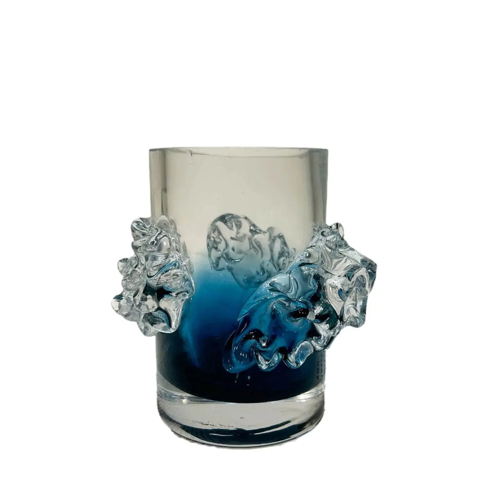 Blue Gradient Wavy Glass Vase Decorbites