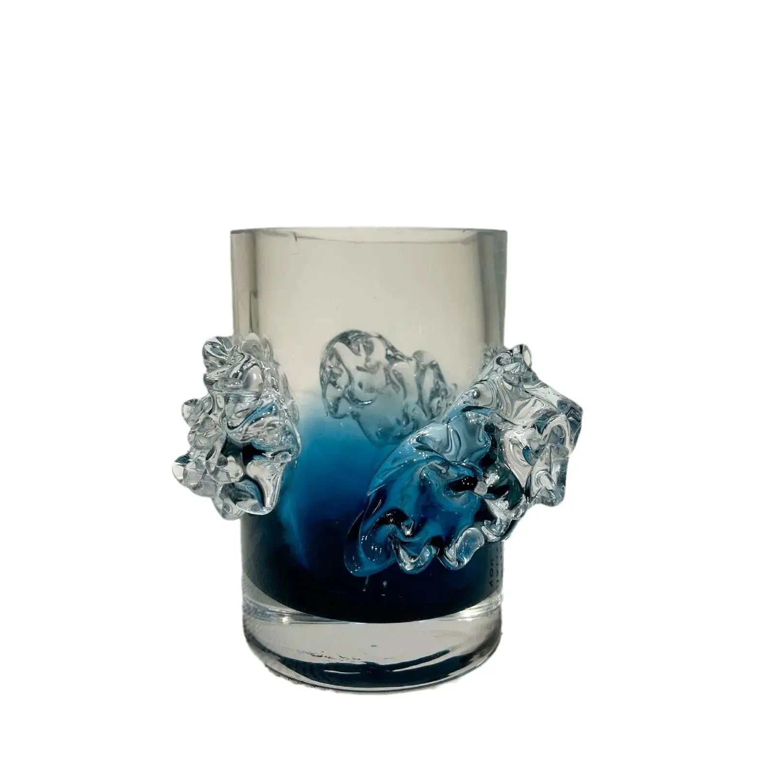 Blue Gradient Wavy Glass Vase Decorbites