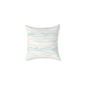 Coastal Breeze Throw Pillow, square pillow with blue watercolor stripes on linen-inspired fabric.