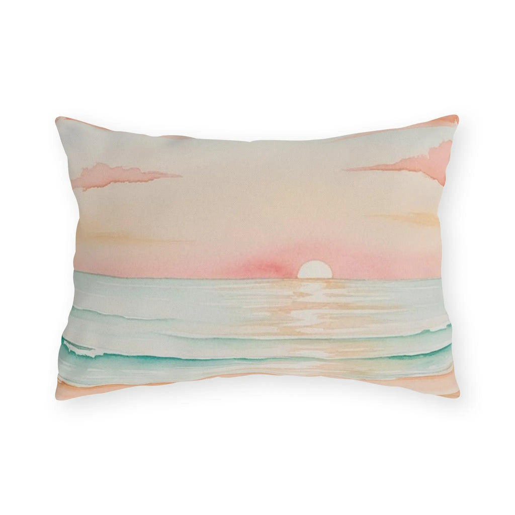 Sunset Beach Outdoor Pillow Printify