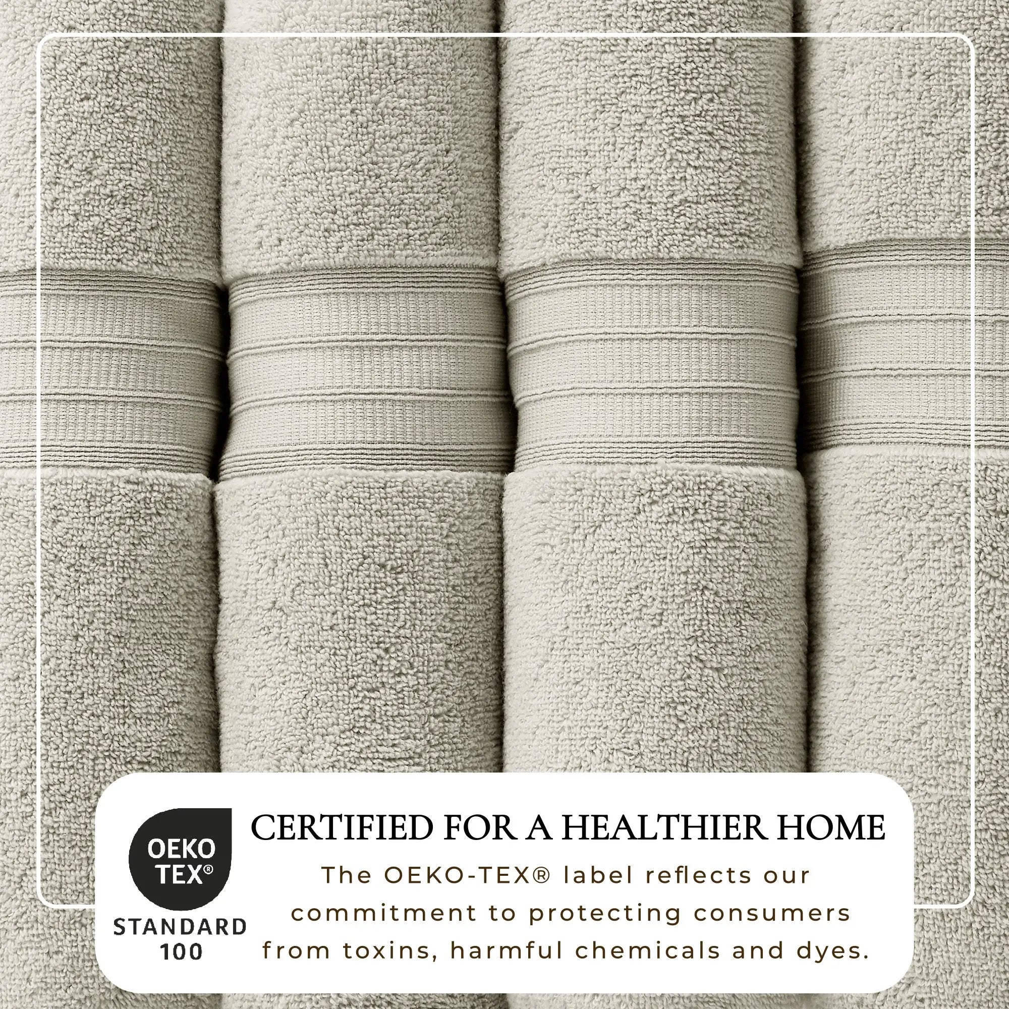 Great Bay Home bath towel set of four, Chiara Collection, 100% cotton, beige, OEKO-TEX Standard 100 certified