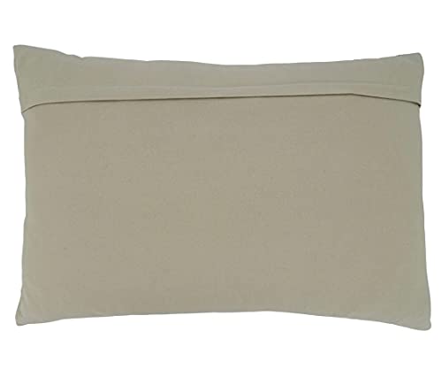 Textured cotton woven lumbar pillow with multi‑stripe pattern that adds warm coastal style to a chair or couch.