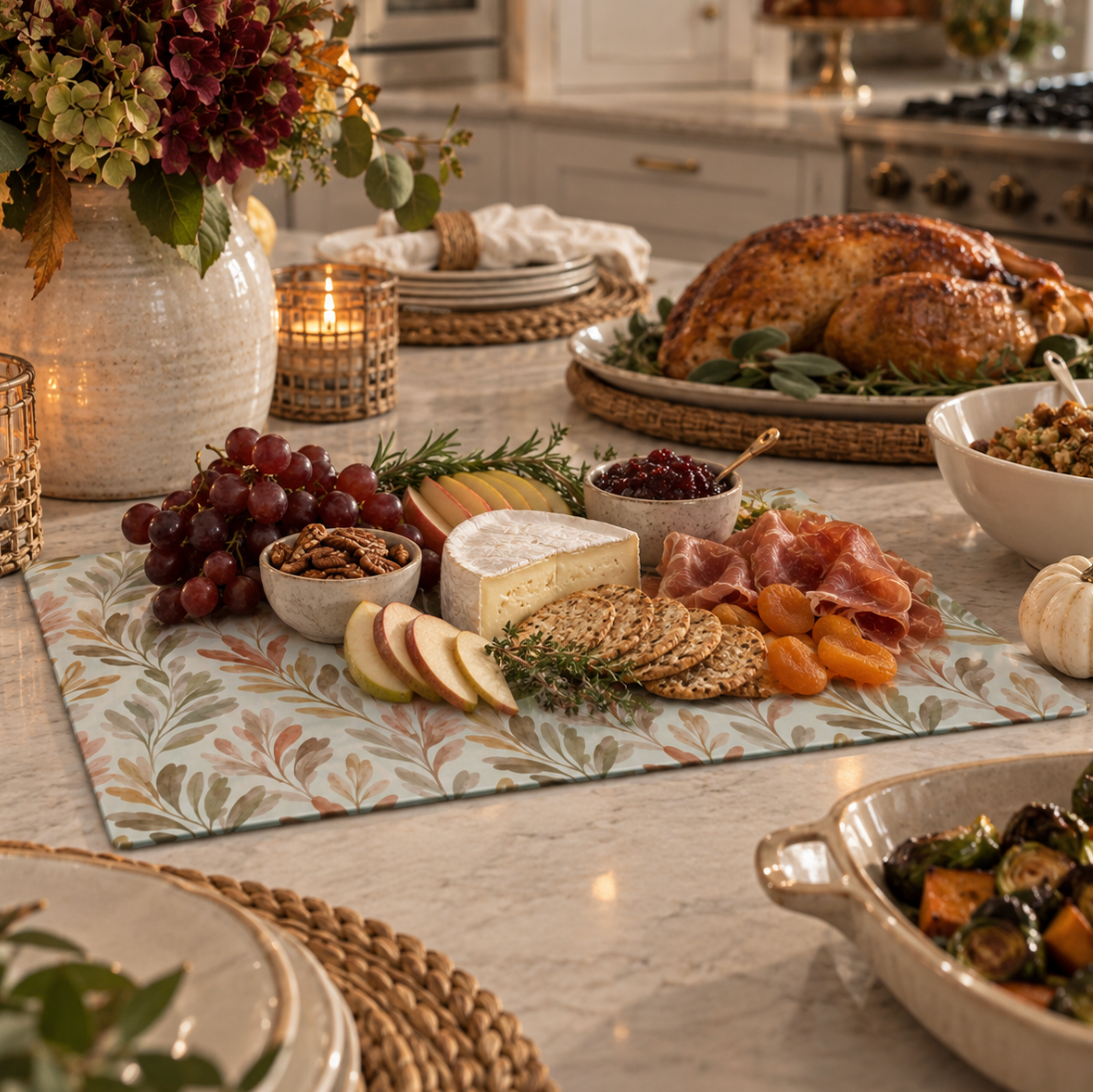 Thanksgiving glass cutting board for fall kitchen decor