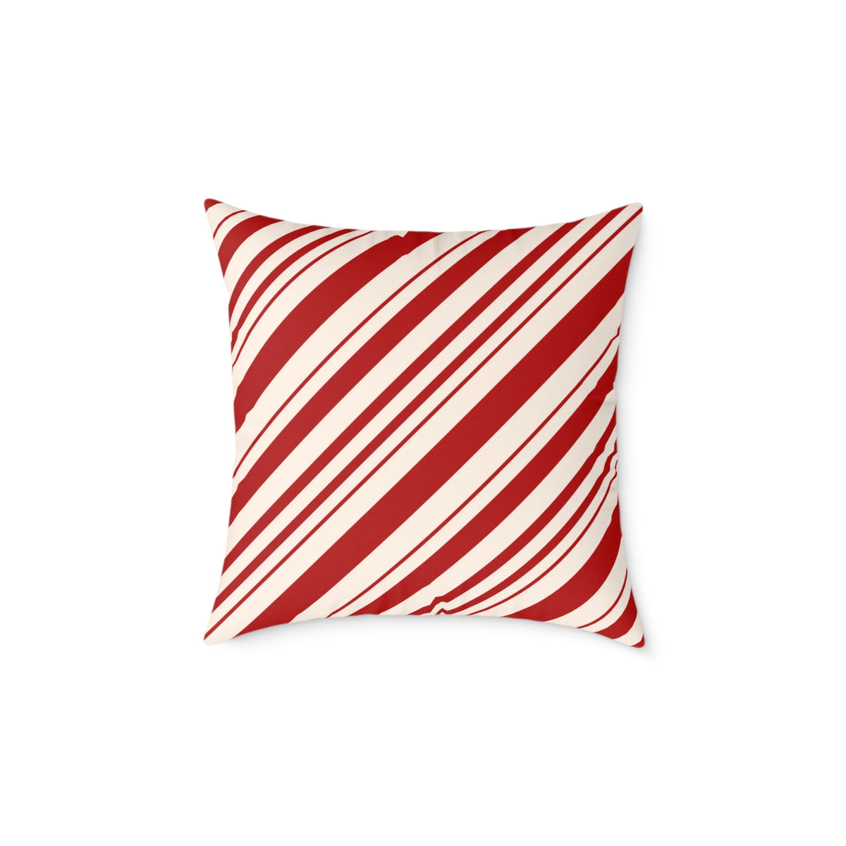 Red and white striped holiday cushion cover for festive seasonal decorating.