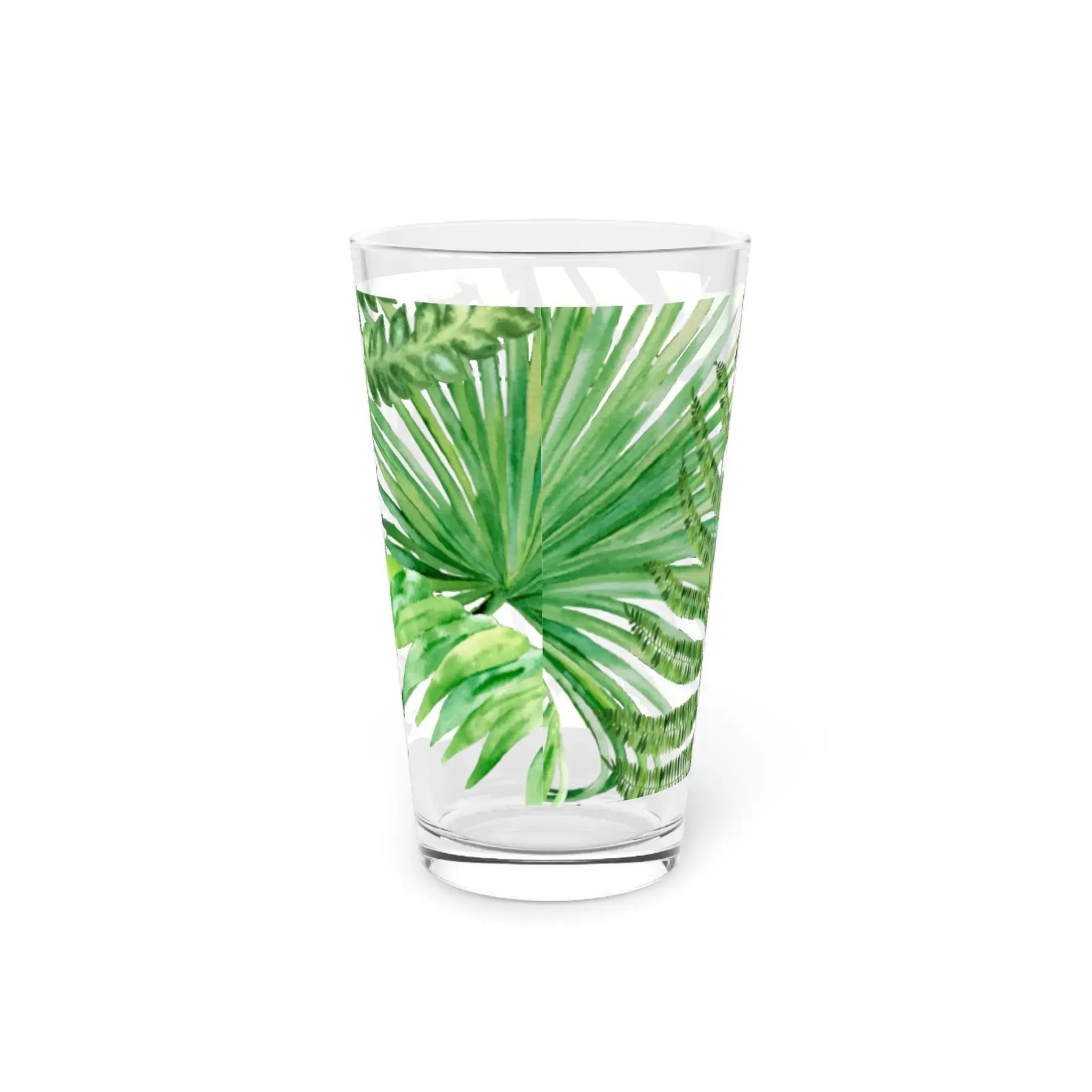 Coastal tropical drinking glasses, palm design barware set for home bar