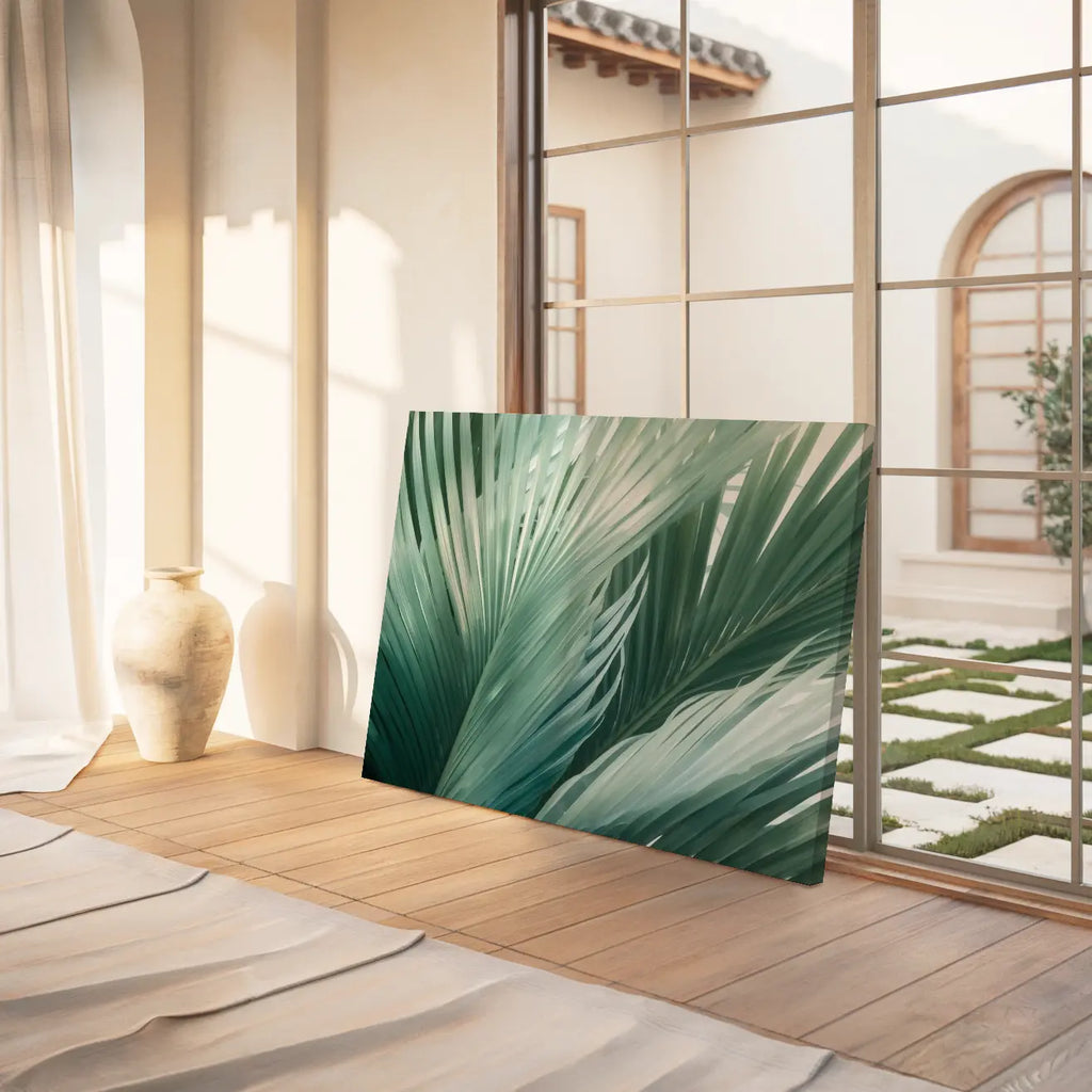 Tropical Palm Leaves Canvas | Green Botanical Wall Art Printify