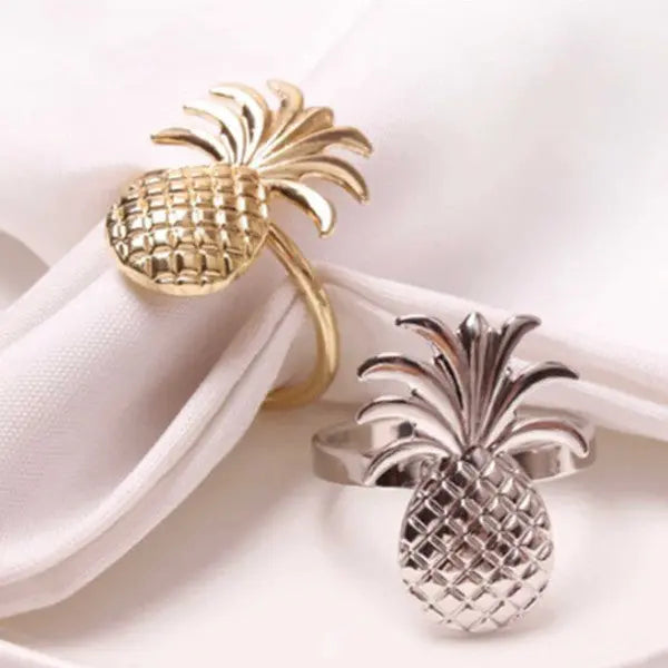 Tropical Pineapple Napkin Rings Set of 6 The Diamond Empire LLC