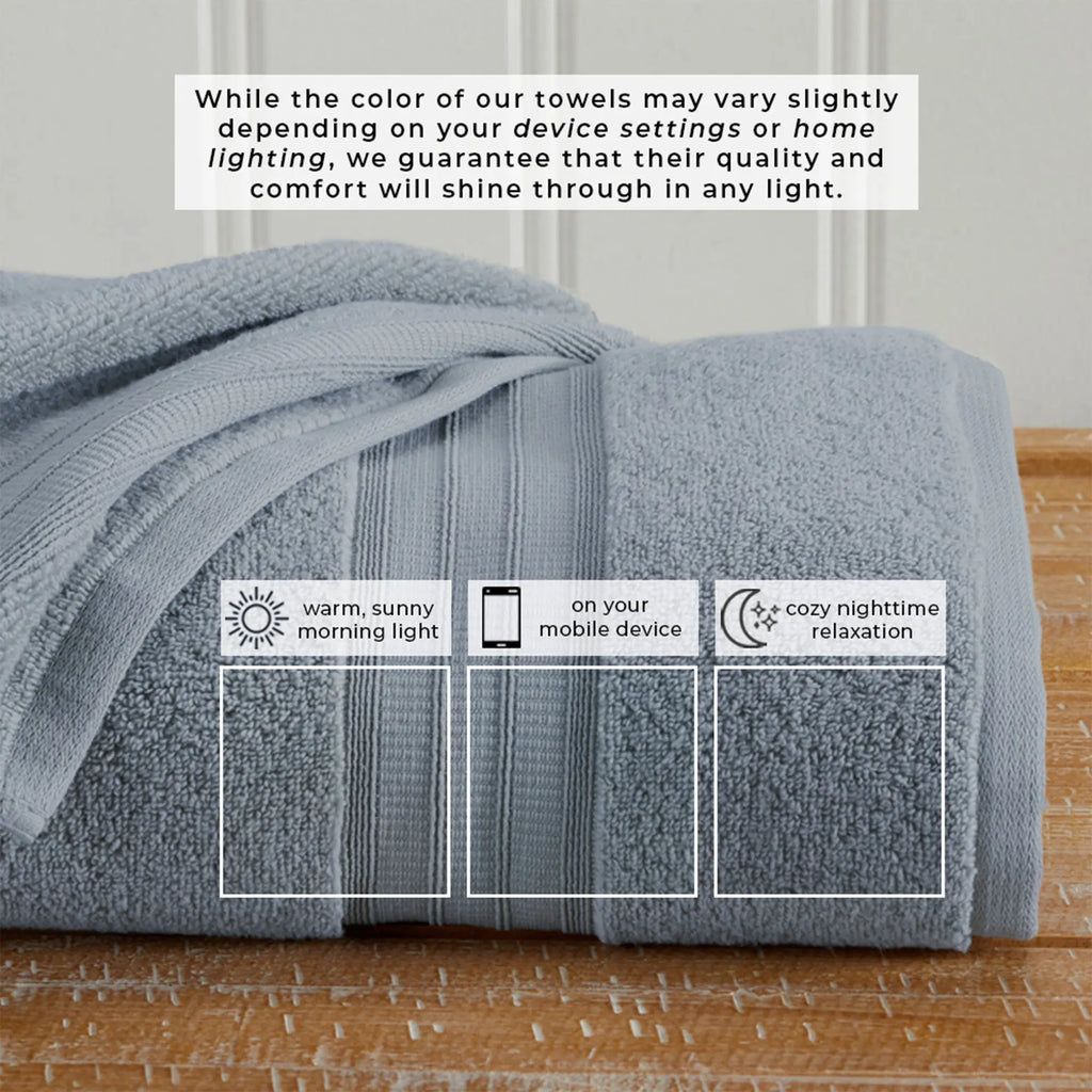 Bath towel set by Great Bay Home, Chiara Collection, 100% cotton, blue-gray