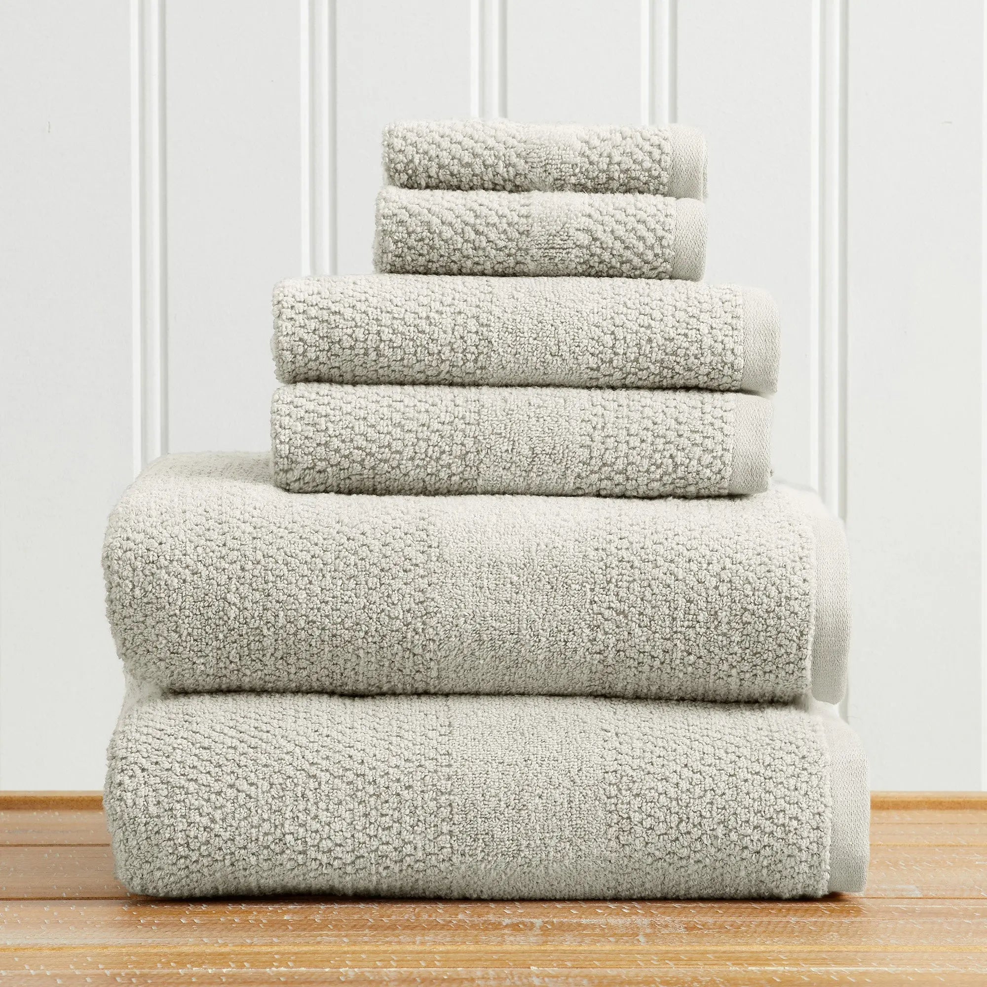 Bath towel set Marbella Collection by Great Bay Home; 5-piece, neutral beige, 100% cotton